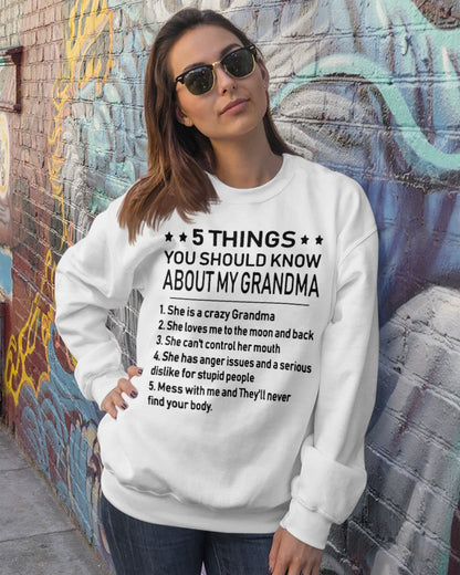 5 THINGS  YOU SHOULD KNOW ABOUT MY GRANDMA - Gift for granddaughter LUAN00 (SKU10-18)