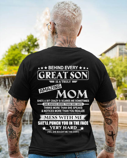 "BEHIND GREAT SON IS A TRULY AMAZING MOM" – T-SHIRT FROM MOM – LUAN00 (SKU2607-287-00)