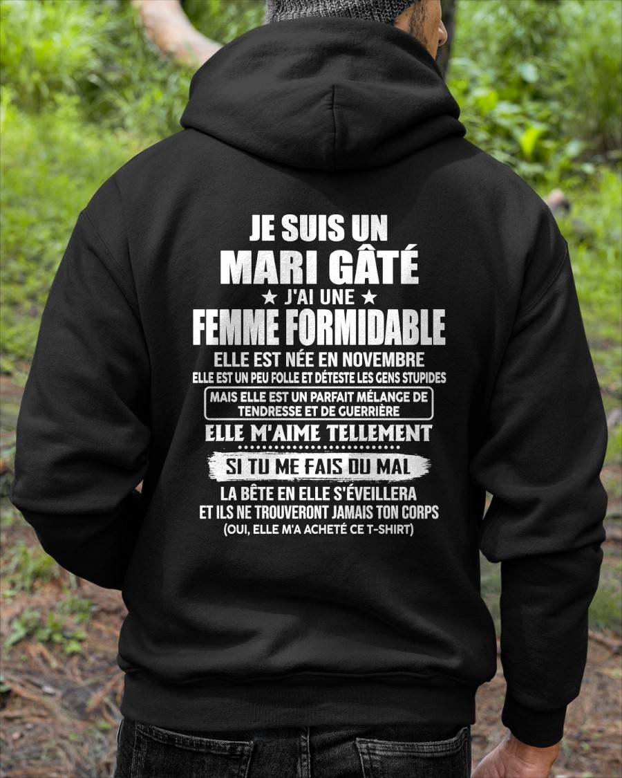 NOVEMBRE - MARI GÂTÉ - FEMME FORMIDABLE - UN PEU FOLLE - TENDRESSE & GUERRIÈRE - CADEAU PARFAIT DE LA FEMME À SON MARI - LUAN11 (SKU2609-207-11)