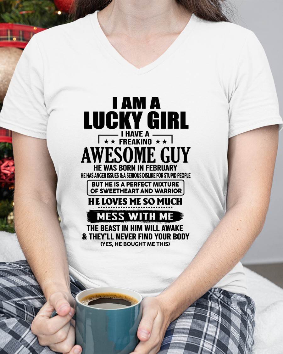FEBRUARY - LUCKY GIRL - FREAKING AWESOME GUY - PERFECT GIFT FROM BOYFRIEND - LUAN02 (SKU2608-395-02)
