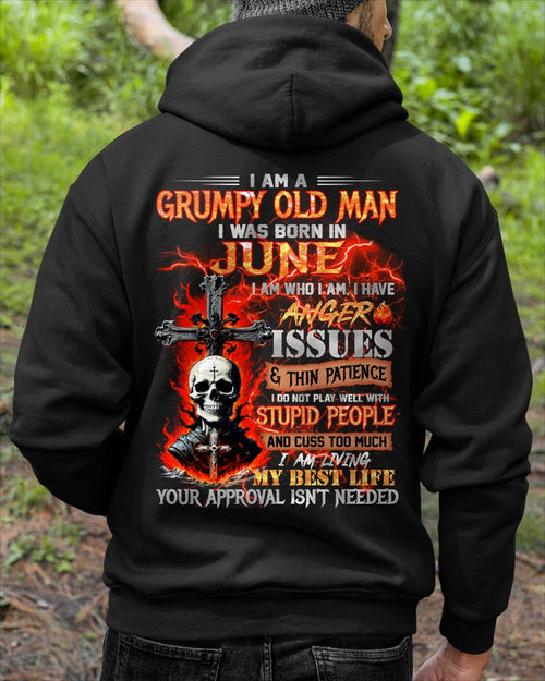 JUNE - GRUMPY OLD MAN T-SHIRT - FUNNY SKULL ANGER ISSUES TEE - PERFECT GIFT FOR MEN luan06 / male (SKU12-319-06)