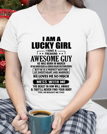 MARCH - LUCKY GIRL - FREAKING AWESOME GUY - PERFECT GIFT FROM BOYFRIEND - LUAN03 (SKU2608-395-03)
