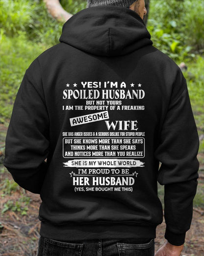 SPOILED HUSBAND - FREAKING AWESOME WIFE - PERFECT GIFT FROM WIFE TO HUSBAND - LUAN00 (SKU2608-598-00)
