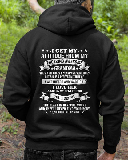 I GET MY ATTITUDE FROM MY FREAKING AWESOME GRANDMA T-SHIRT - PERFECT GIFT FROM GRANDMA - LUAN00 (SKU2608-232-00)