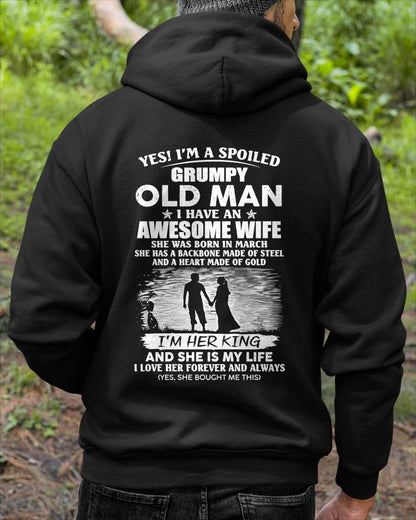 MARCH - SPOILED GRUMPY OLD MAN - AWESOME WIFE - MY KING & MY LIFE - PERFECT GIFT FROM WIFE TO HUSBAND - LUAN03 (SKU2608-643-03)