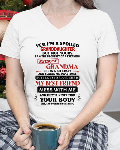 "YES I'M A SPOILED GRANDDAUGHTER - I HAVE A FREAKING AWESOME GRANDMA" - GIFT FROM GRANDMA - LUAN00 (SKU2607-295-00)
