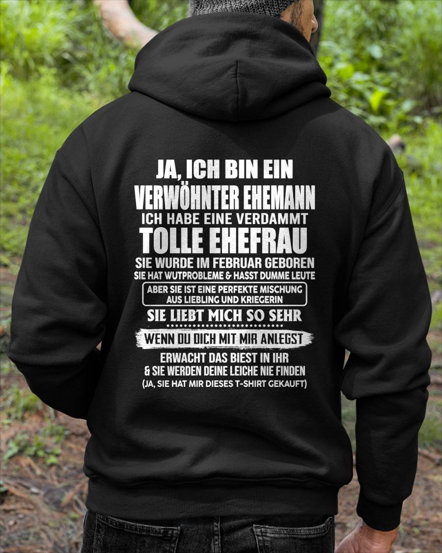 FEBRUAR - VERWÖHNTER EHEMANN - TOLLE EHEFRAU - LIEBLING & KRIEGERIN - PERFEKTES GESCHENK VON DER EHEFRAU AN IHREN EHEMANN - LUAN02 (SKU2609-74-02)