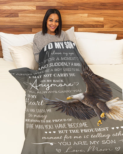 To My Son Blanket From Mom – I Will Always Carry You In My Heart – Gift For Son (SKU2606-14)