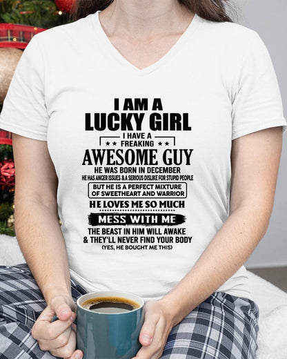 DECEMBER - LUCKY GIRL - FREAKING AWESOME GUY - PERFECT GIFT FROM BOYFRIEND - LUAN12 (SKU2608-395-12)