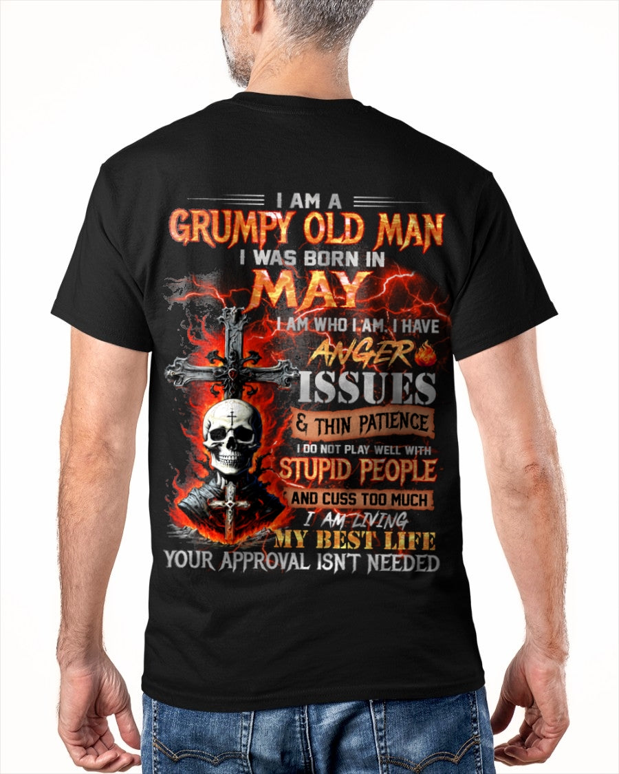 MAY - GRUMPY OLD MAN T-SHIRT - FUNNY SKULL ANGER ISSUES TEE - PERFECT GIFT FOR MEN luan05 / male (SKU12-319-05)