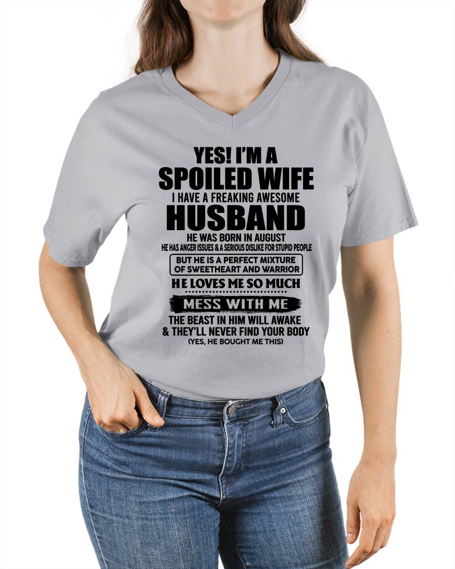 AUGUST - SPOILED WIFE - FREAKING AWESOME HUSBAND - SWEETHEART & WARRIOR - PERFECT GIFT FROM HUSBAND TO WIFE - LUAN08 (SKU2608-503-08)