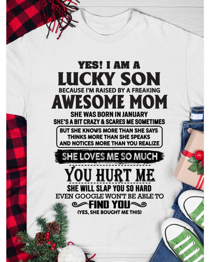 January - Yes! I'm A Lucky Son - Perfect Gift For Your Son From Mom - LUAN01 (SKU-LKW-01)