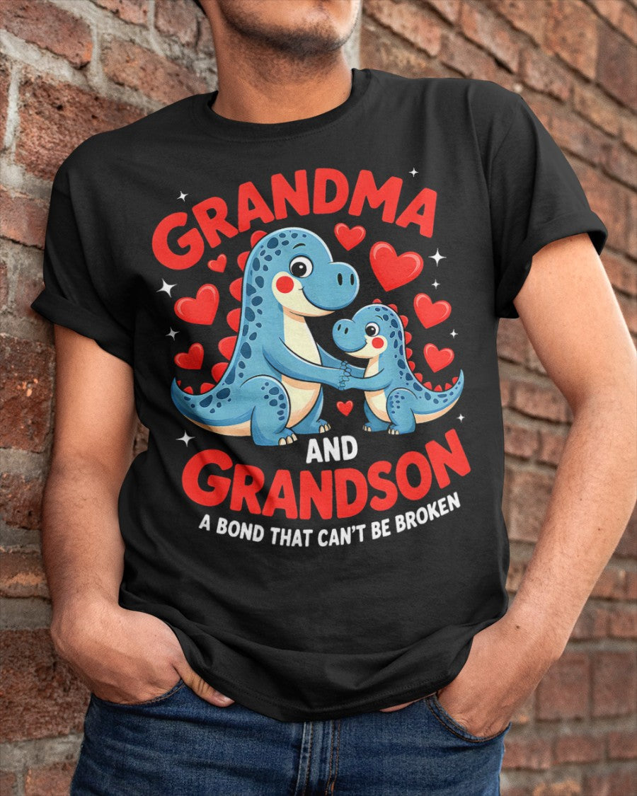 GRANDMA AND GRANDSON A BOND THAT CAN'T BE BROKEN DINOSAUR UNISEX T-SHIRT LUAN00 (SKU-GMS3)