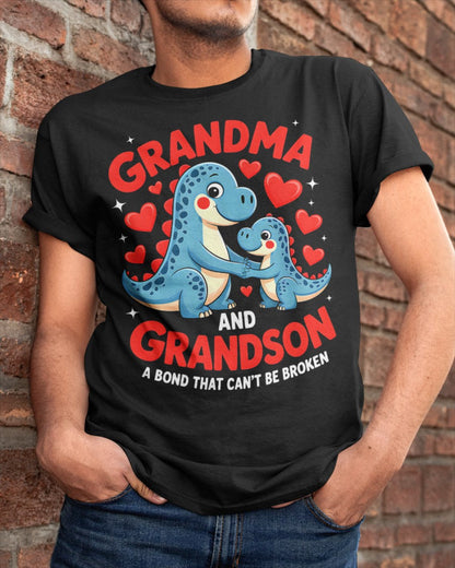 GRANDMA AND GRANDSON A BOND THAT CAN'T BE BROKEN DINOSAUR UNISEX T-SHIRT LUAN00 (SKU-GMS3)