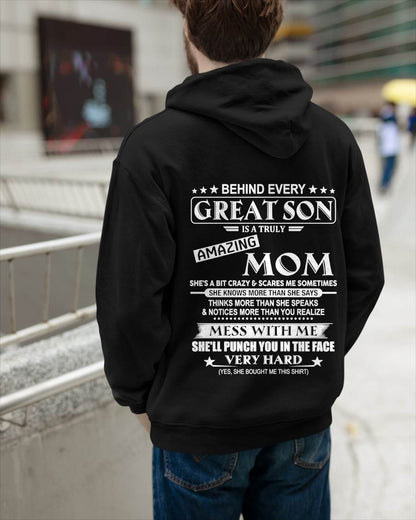 "BEHIND GREAT SON IS A TRULY AMAZING MOM" – T-SHIRT FROM MOM – LUAN00 (SKU2607-287-00)