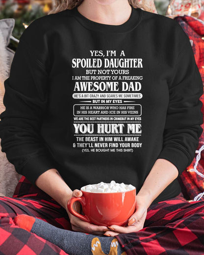 Spoiled Daughter - Gift From Dad For Daughter Black T-Shirt - LUAN00 (SKU07-172-00)