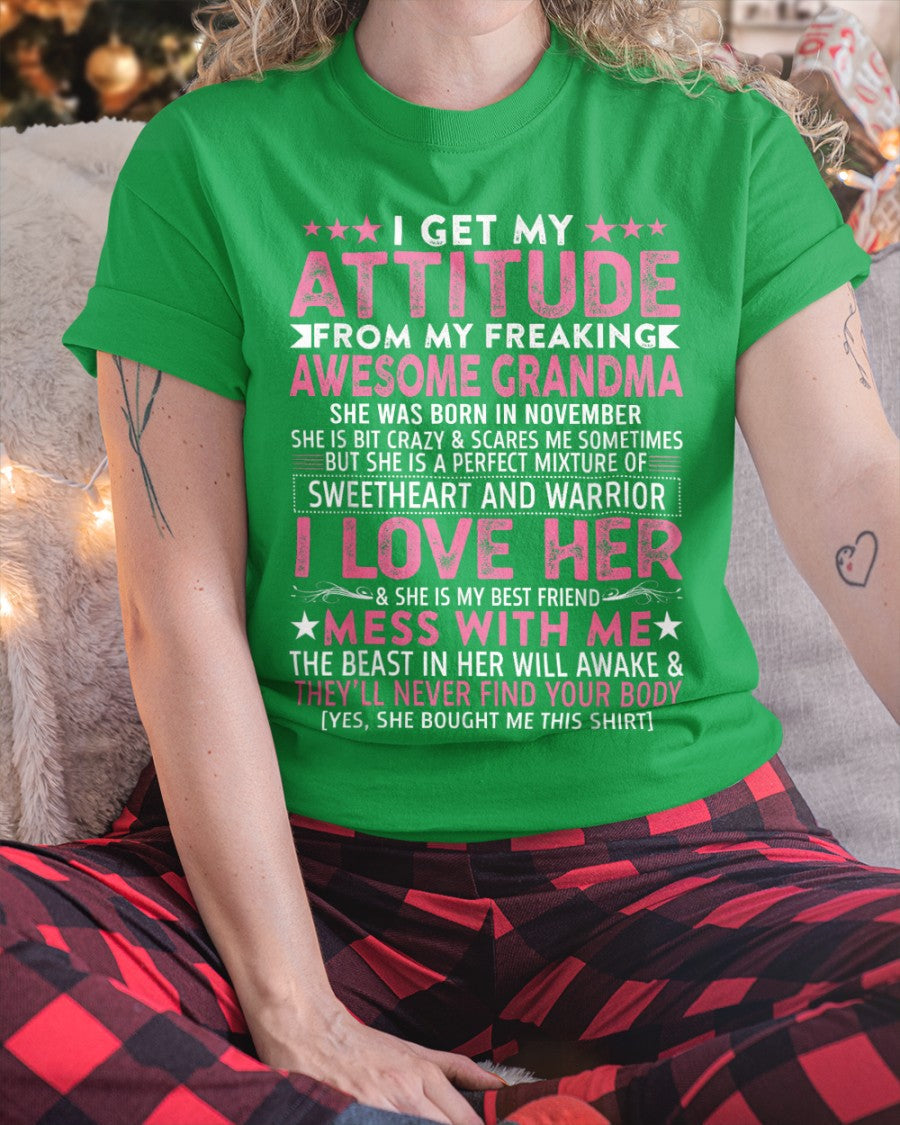 I GET MY ATTITUDE FROM MY GRANDMA NOVEMBER EDITION – FROM GRANDMA TO GRANDDAUGHTER NINA11 (SKU07-163-11)