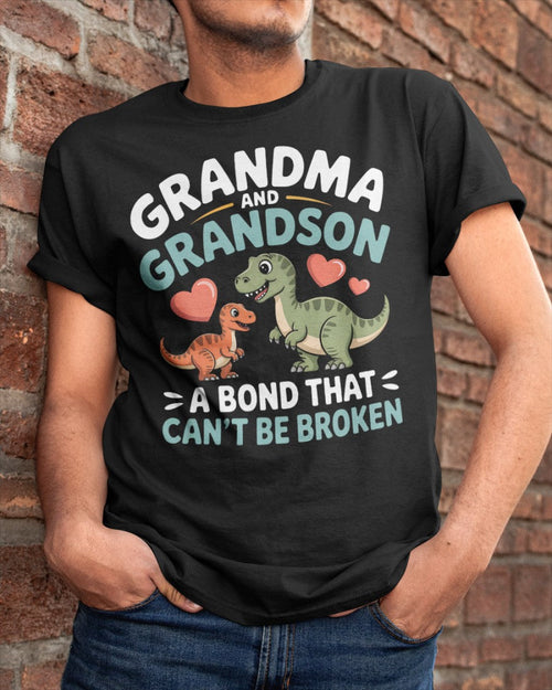 GRANDMA AND GRANDSON A BOND THAT CAN'T BE BROKEN DINOSAUR UNISEX T-SHIRT - NINA00 (SKU-GMS5)