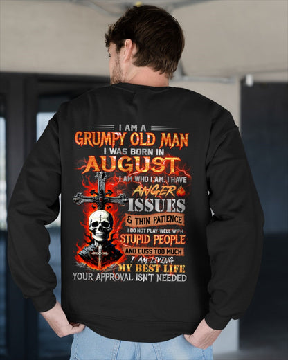 AUGUST - GRUMPY OLD MAN T-SHIRT - FUNNY SKULL ANGER ISSUES TEE - PERFECT GIFT FOR MEN luan08 / male (SKU12-319-08)