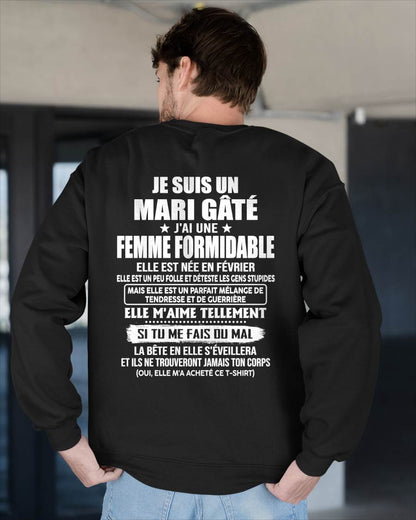 FÉVRIER - MARI GÂTÉ - FEMME FORMIDABLE - UN PEU FOLLE - TENDRESSE & GUERRIÈRE - CADEAU PARFAIT DE LA FEMME À SON MARI - LUAN02 (SKU2609-207-02)