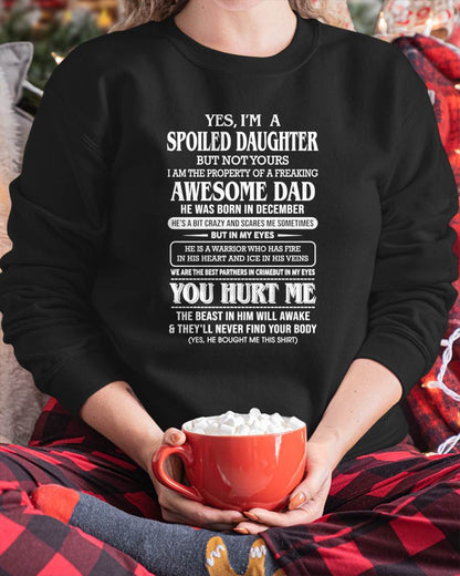 Spoiled Daughter - Gift From Dad For Daughter Black T-Shirt - LUAN12 (SKU07-172-12)
