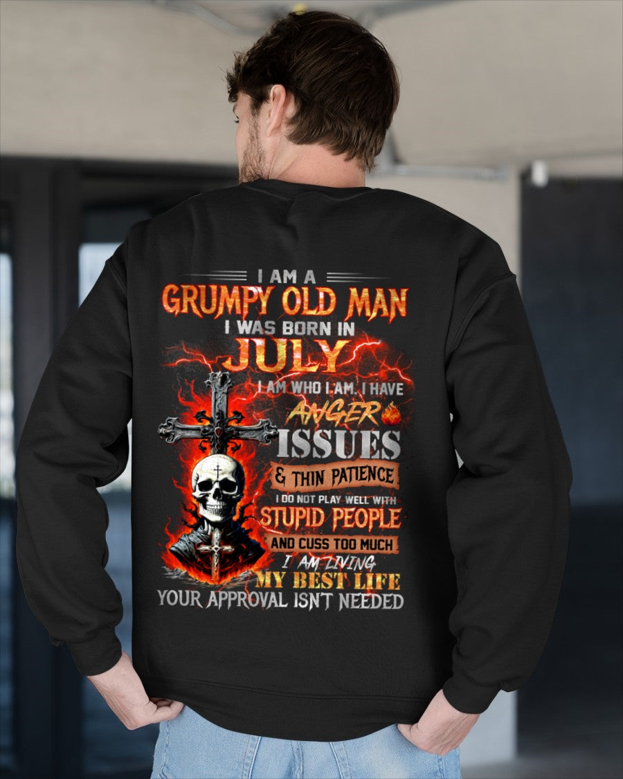 JULY - GRUMPY OLD MAN T-SHIRT - FUNNY SKULL ANGER ISSUES TEE - PERFECT GIFT FOR MEN luan07 / male (SKU12-319-07)