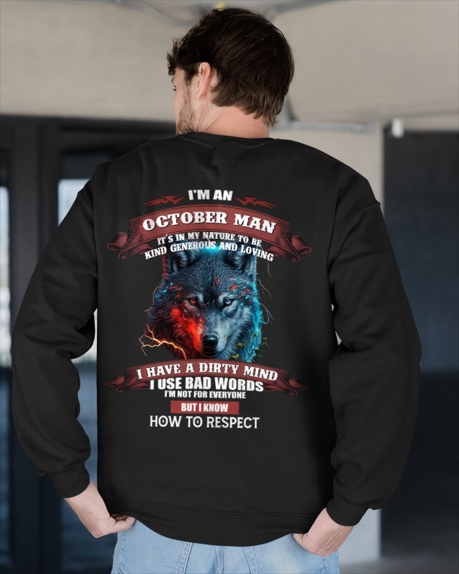 OCTOBER - KNOW HOW TO RESPECT - BIRTHDAY T-SHIRT FOR MEN - luan10 / male (SKU12-162-10)