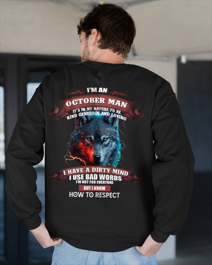 OCTOBER - KNOW HOW TO RESPECT - BIRTHDAY T-SHIRT FOR MEN - luan10 / male (SKU12-162-10)