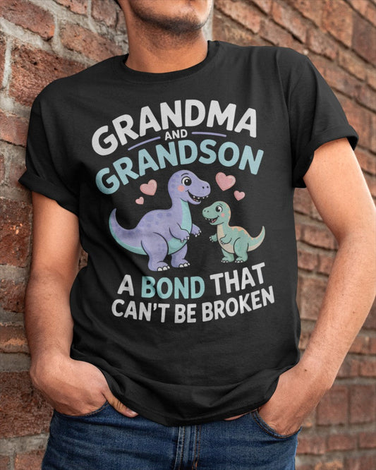 GRANDMA AND GRANDSON A BOND THAT CAN'T BE BROKEN DINOSAUR UNISEX T-SHIRT LUAN00 (SKU-GMS4)