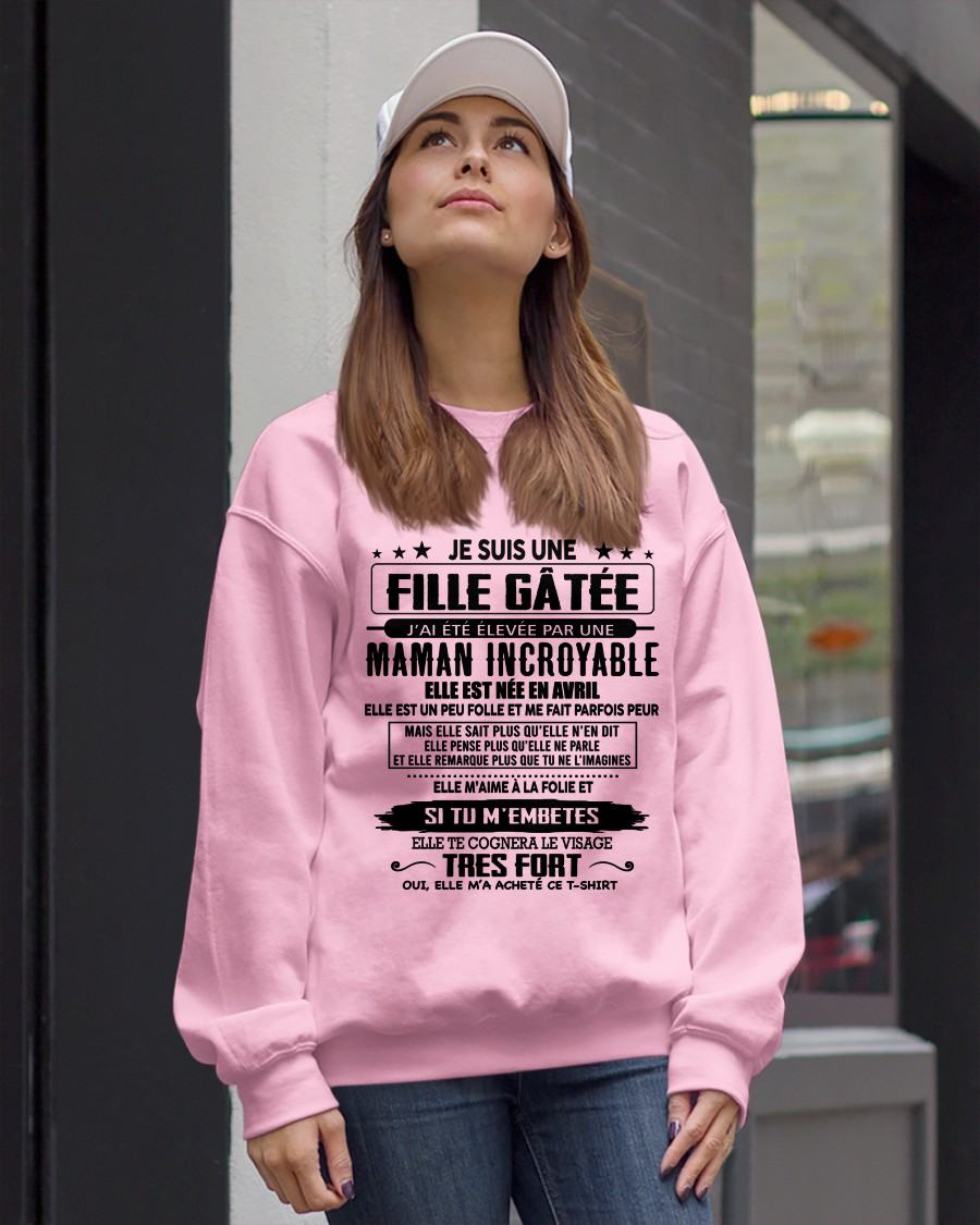 AVRIL - T-SHIRT JE SUIS UNE FILLE CHANCEUSE – CADEAU TOUCHANT DE MAMAN INCROYABLE - frLUAN04 (SKU26T-0190-04)