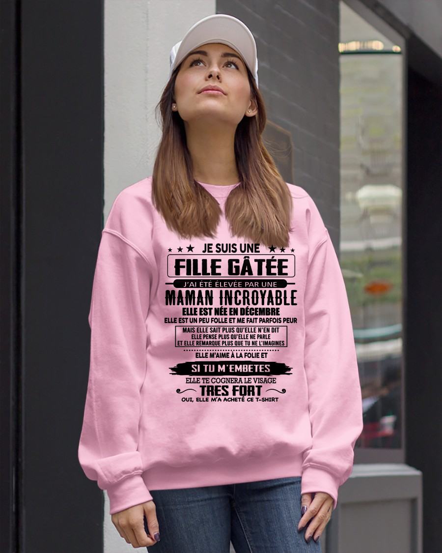 DÉCEMBRE - T-SHIRT JE SUIS UNE FILLE CHANCEUSE – CADEAU TOUCHANT DE MAMAN INCROYABLE - frLUAN12 (SKU26T-0190-12)
