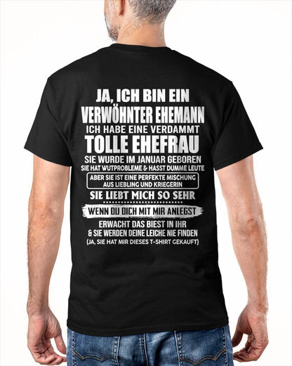 JANUAR - VERWÖHNTER EHEMANN - TOLLE EHEFRAU - LIEBLING & KRIEGERIN - PERFEKTES GESCHENK VON DER EHEFRAU AN IHREN EHEMANN - LUAN01 (SKU2609-74-01)