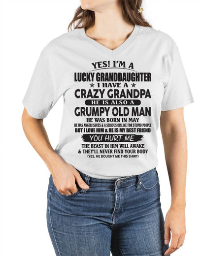 MAY - LUCKY GRANDDAUGHTER OF CRAZY GRANDPA - PERFECT GIFT FOR YOUR GRANDDAUGHTER FROM GRANDPA - LUAN05 (SKU10-150-05)