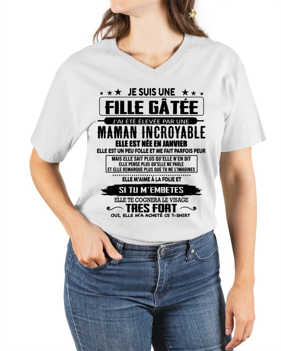 JANVIER - T-SHIRT JE SUIS UNE FILLE CHANCEUSE – CADEAU TOUCHANT DE MAMAN INCROYABLE - frLUAN01 (SKU26T-0190-01)
