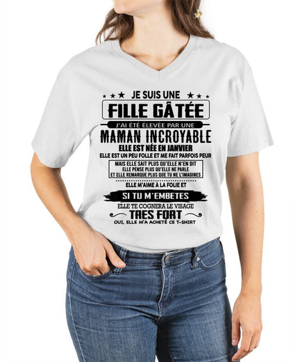 JANVIER - T-SHIRT JE SUIS UNE FILLE CHANCEUSE – CADEAU TOUCHANT DE MAMAN INCROYABLE - frLUAN01 (SKU26T-0190-01)