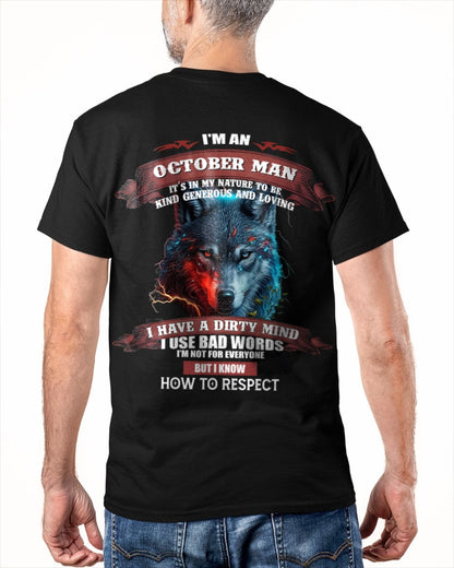 OCTOBER - KNOW HOW TO RESPECT - BIRTHDAY T-SHIRT FOR MEN - luan10 / male (SKU12-162-10)