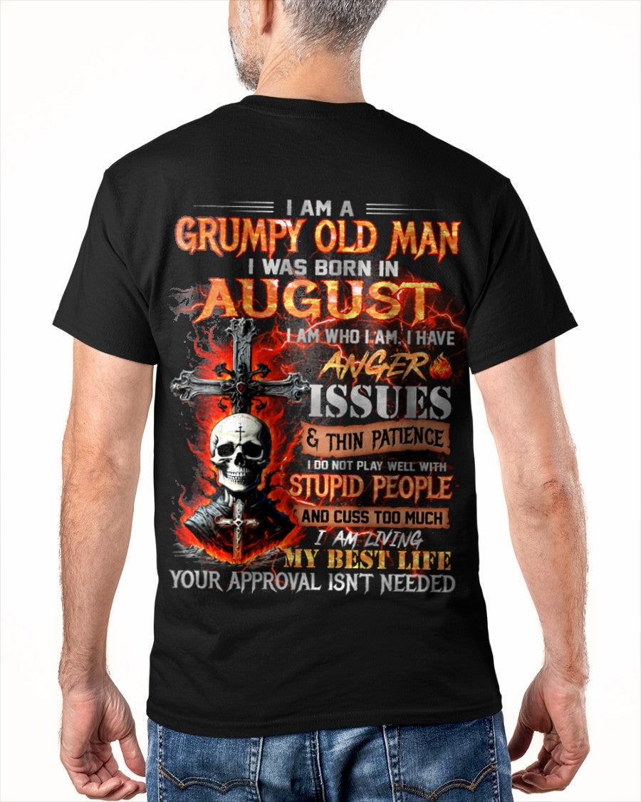 AUGUST - GRUMPY OLD MAN T-SHIRT - FUNNY SKULL ANGER ISSUES TEE - PERFECT GIFT FOR MEN luan08 / male (SKU12-319-08)