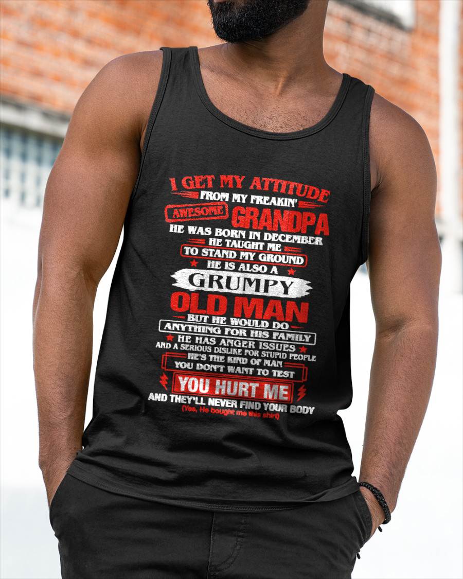 DECEMBER AWESOME GRANDPA T-SHIRT – PROUD GRANDSON GIFT FROM GRANDPA - LUAN12 (SKU2607-322-12)