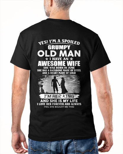 JUNE - SPOILED GRUMPY OLD MAN - AWESOME WIFE - MY KING & MY LIFE - PERFECT GIFT FROM WIFE TO HUSBAND - LUAN06 (SKU2608-643-06)