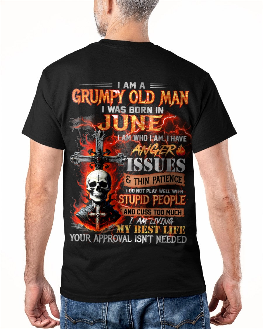 JUNE - GRUMPY OLD MAN T-SHIRT - FUNNY SKULL ANGER ISSUES TEE - PERFECT GIFT FOR MEN luan06 / male (SKU12-319-06)