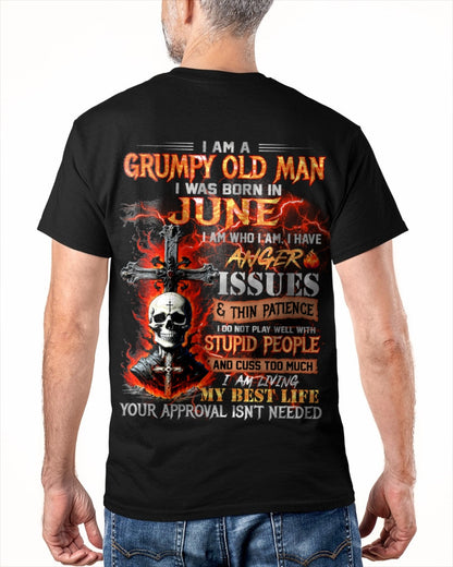 JUNE - GRUMPY OLD MAN T-SHIRT - FUNNY SKULL ANGER ISSUES TEE - PERFECT GIFT FOR MEN luan06 / male (SKU12-319-06)