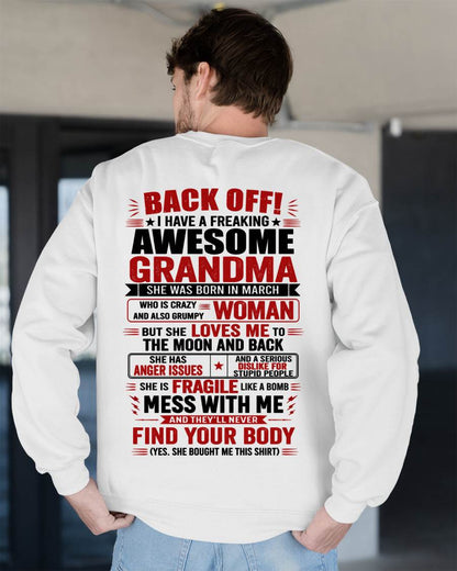 March Awesome Grandma – Back Off! Perfect Gift From Grandma - LUAN03 (SKU2607-179-03)