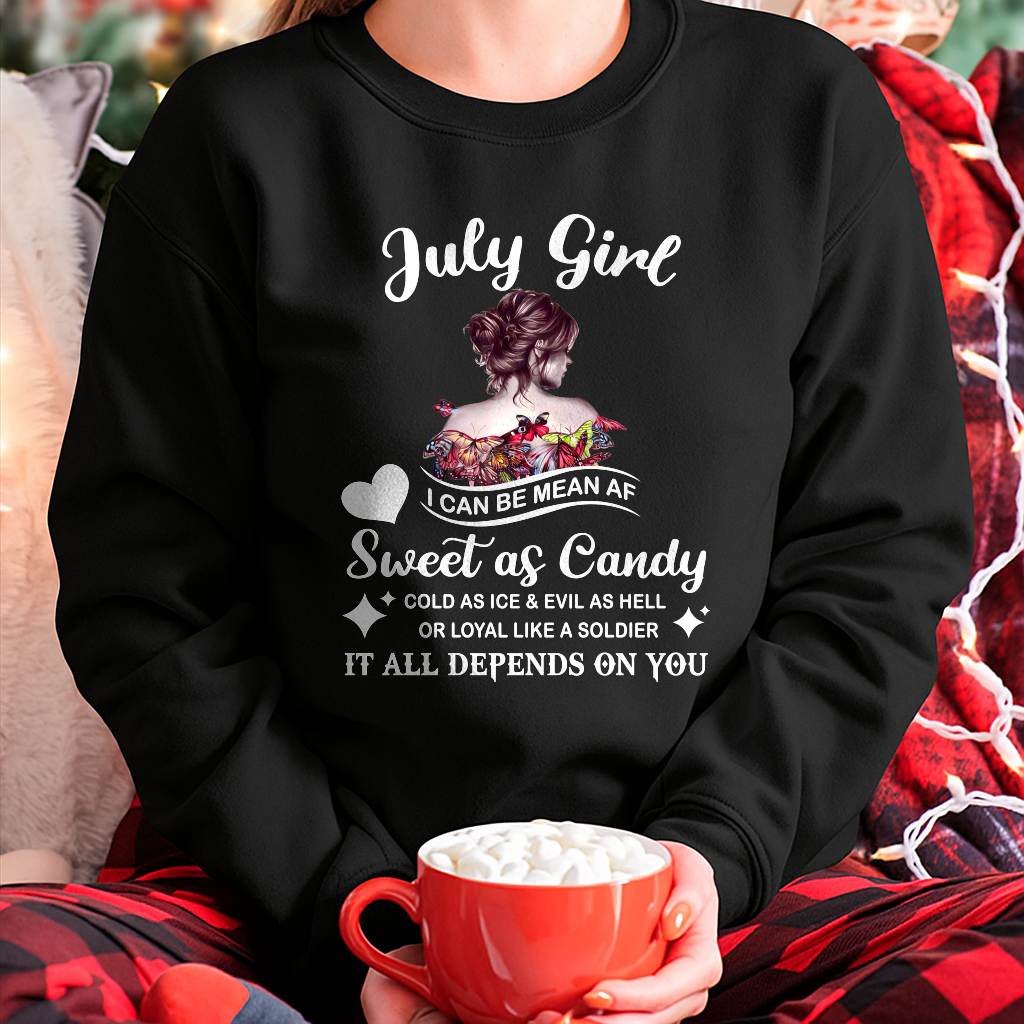 July Girl T-Shirt – Sweet As Candy, Cold As Ice - Birthday Gift for Women - LUAN07 (SKU26T-01-38-07)