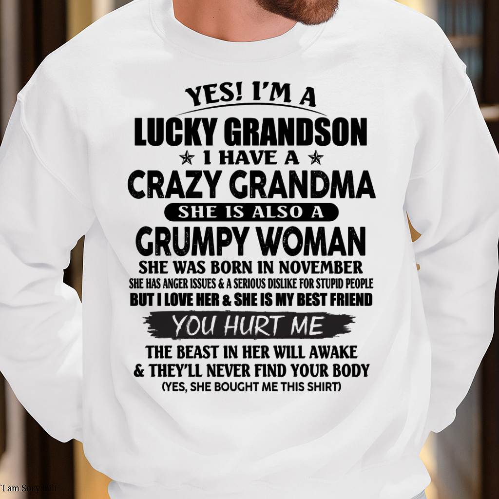NOVEMBER - LUCKY GRANDSON OF CRAZY GRANDMA -  PERFECT GIFT FROM GRANDMA - LUAN11 (SKU12-113-11)