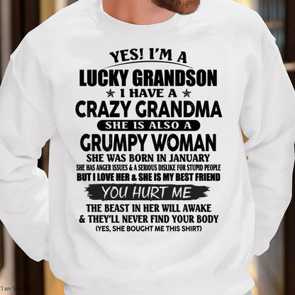 JANUARY - LUCKY GRANDSON OF CRAZY GRANDMA -  PERFECT GIFT FROM GRANDMA - LUAN01 (SKU12-113-01)