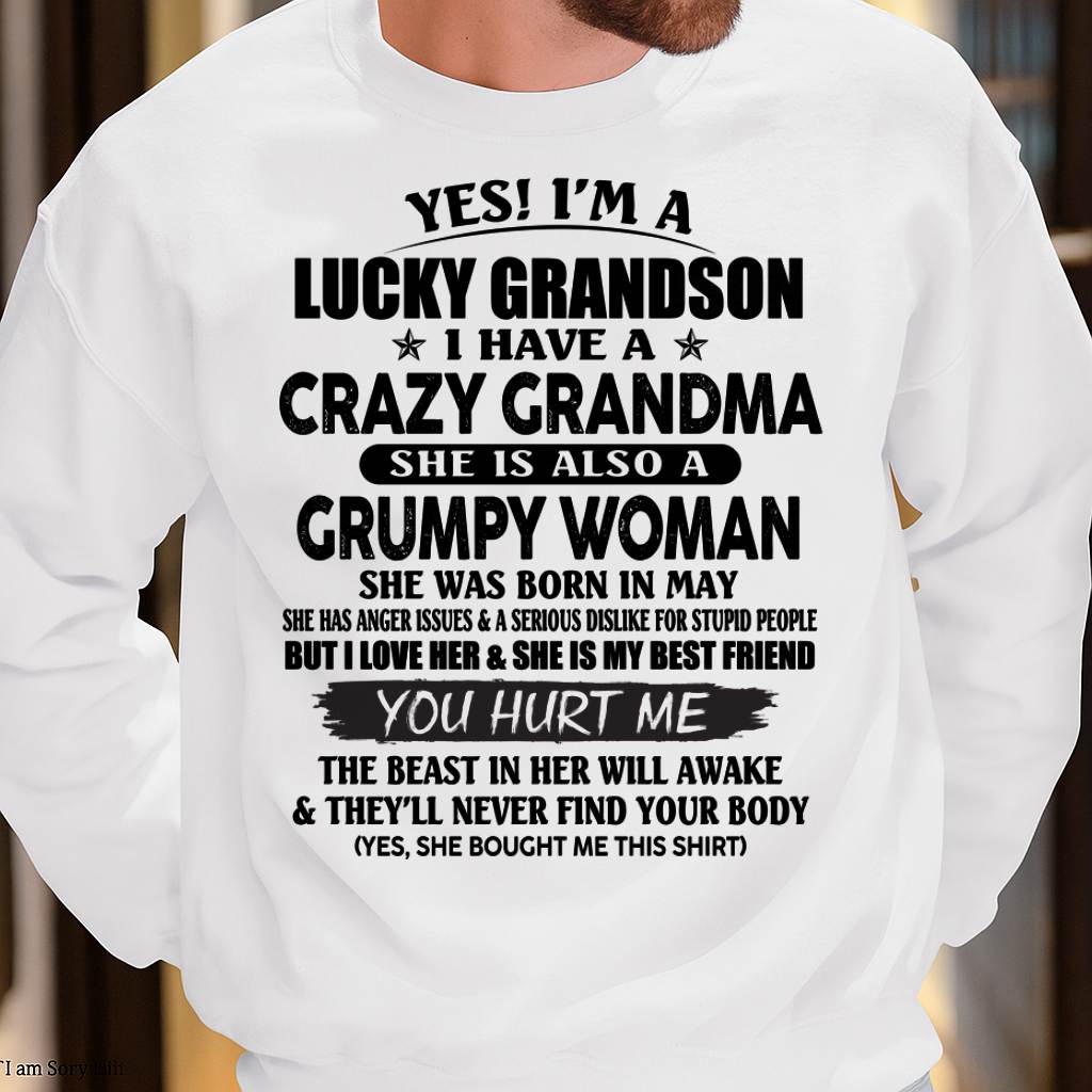 MAY - LUCKY GRANDSON OF CRAZY GRANDMA -  PERFECT GIFT FROM GRANDMA - LUAN05 (SKU12-113-05)