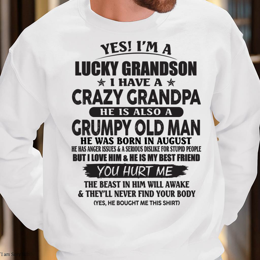 AUGUST - LUCKY GRANDSON OF CRAZY GRANDPA -  PERFECT GIFT FROM GRANDPA - LUAN08 (SKU12-145-08)