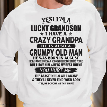 AUGUST - LUCKY GRANDSON OF CRAZY GRANDPA -  PERFECT GIFT FROM GRANDPA - LUAN08 (SKU12-145-08)