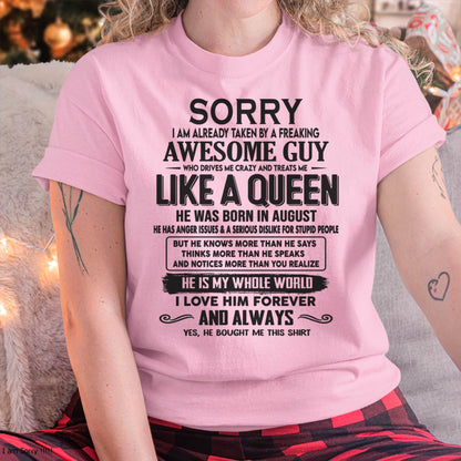 August - Sorry I am already taken by a freaking awesome guy - Gift for Wife From Husband - LUAN08 (SKU08-25-08)
