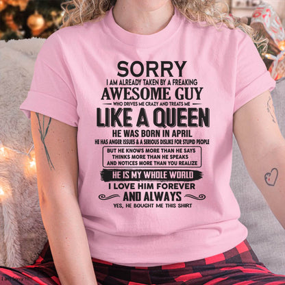April - Sorry I am already taken by a freaking awesome guy - Gift for Wife From Husband - LUAN04 (SKU08-25-04)